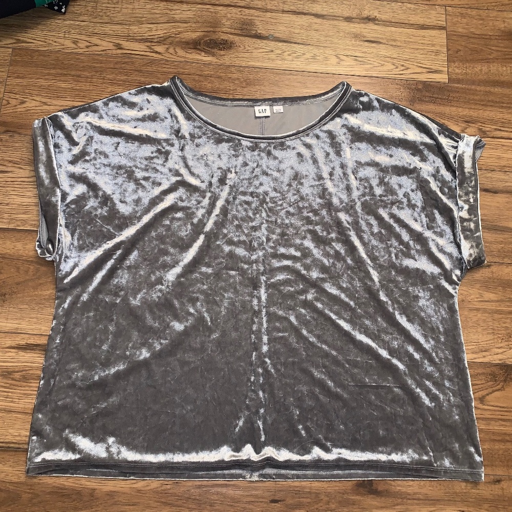 Velvet short sleeve blouse